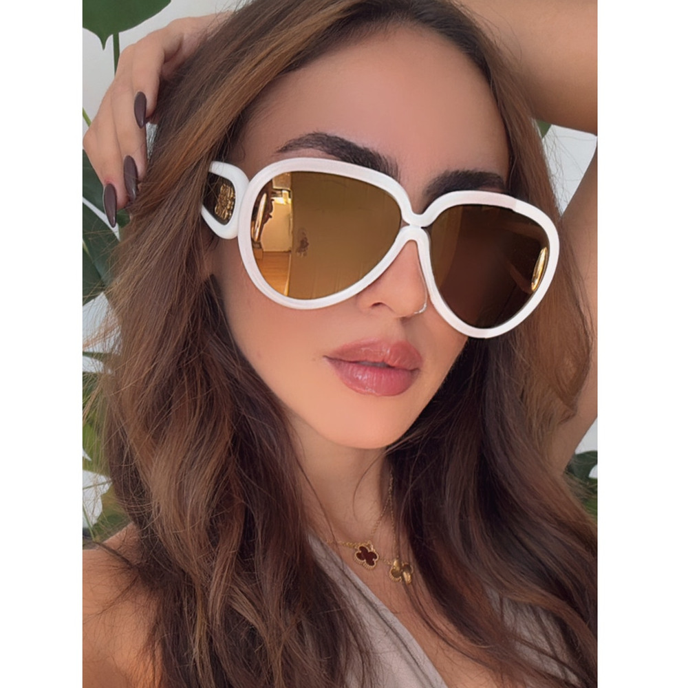 NEW Loewe LW40132I Sunglasses in White Gold Mirror